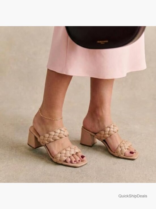 Braided Vegan Leather Heel Sandal with Memory Foam Insole main image 1